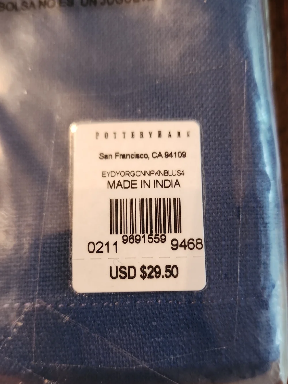 NWT Pottery Barn Everyday Napkins in Blue Organic Cotton Set of 4